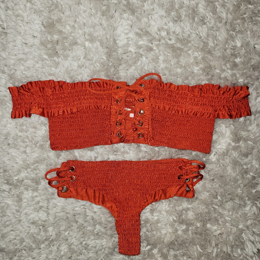 2️⃣ for $25 Red Cheeky Bikini Swimsuit Top and Bottom